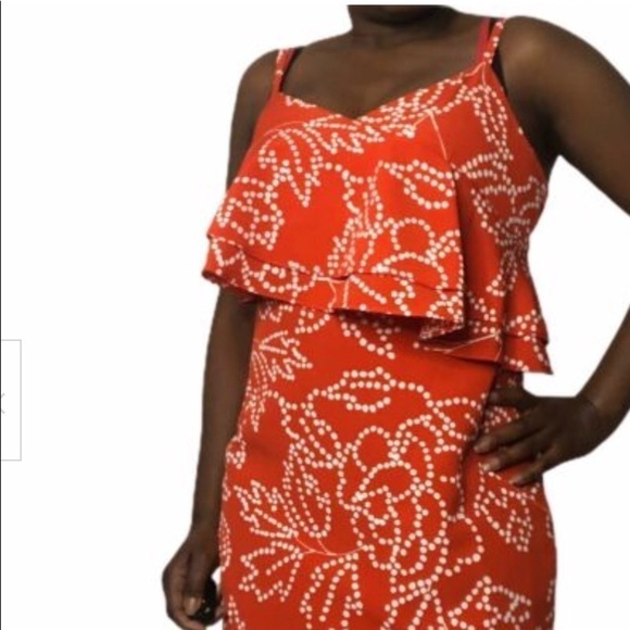 KARL LAGERFELD Paris NWT Dotted Floral Strap Dress Size 4 in Red and White - Picture 2 of 12